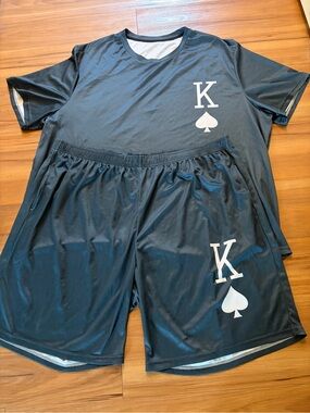 Athletic Men's Performance Shorts set- Dark Teal  with K Spade Graphic